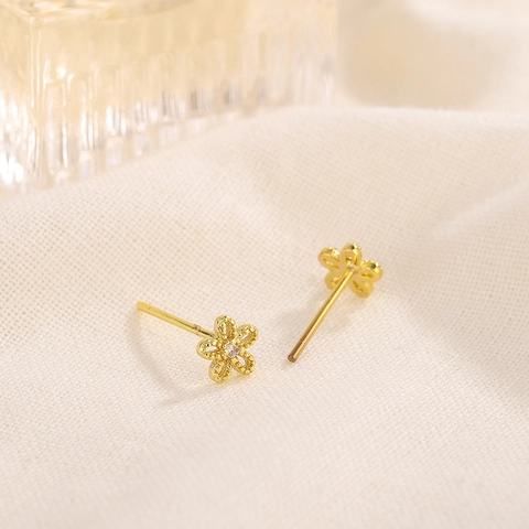 Sierlijke Bloem Oorknopjes Met Zirkoon In Koper Minimalistische Zoete Florale Sieraden Voor Dames