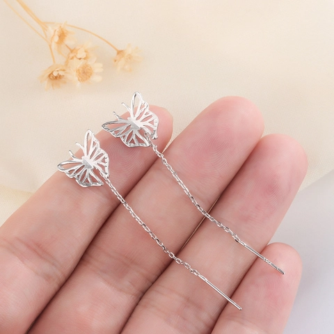 Butterfly Durchzieher Ohrringe Hohl Kupfer Lange Quaste Hängend Für Damen Minimalistisch Elegant Schmuck