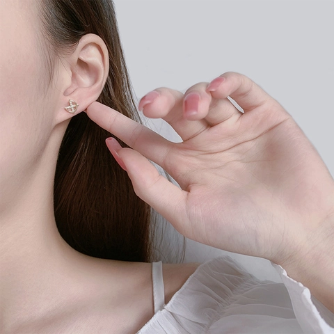 Oorknopjes Met Vierpuntige Ster Koper Zirkonia Ingelegd Halve Maan Sierlijk Minimalistisch Elegant Sieraden Dames