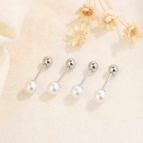 Boucles D'oreilles Künstliche Perles Élégantes Avec Tige En Argent Sterling 925 Cuivre Minimaliste Fermoir À Vis Bijoux Pour Femmes
