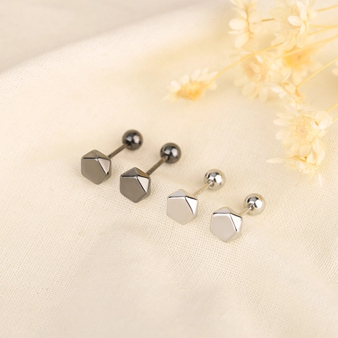 Zeshoekige Oorknopjes Geometrische Minimalistische Punk Stijl Met 925 Sterling Zilveren Oorknopje Schroefsluiting Voor Heren Dames