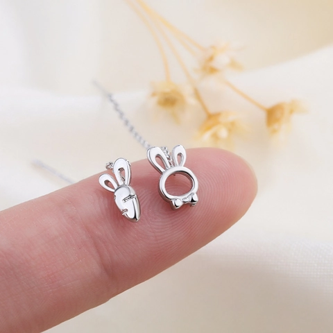 Orecchini Asimmetrici Coniglio Carota Con Perno Argento Sterling 925 Rame Gioielli Di Nicchia Dolce Per Donne