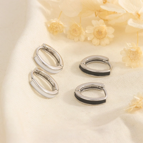 Orecchini A Cerchio Minimalisti Smalto Geometrico Ovale Gioielli Per Donna Uomo Versatile Elegante