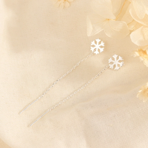 Snowflake Threader Earrings With 925 Sterling Silver Earring Post Long Chain Tassel Elegant Jewelry For Women