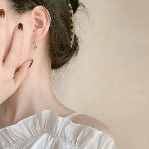 Boucles D'oreilles Pendantes Cube Géométrique Cuivre Avec Tige En Argent Sterling 925 Zircone Bijoux Femmes