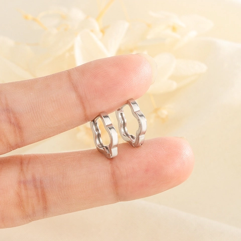 Bloemen Ring Oorbellen Met 925 Sterling Zilveren Oorsteker Koper Bloemblad Golfrand Minimalistische Elegante Sieraden Voor Vrouwen