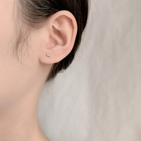 Boucles d'Oreilles Clous Carrées en Zirconium Avec Tige en Argent Sterling 925 Pour Femme Élégant Géométrique Noir Blanc Mini Bijoux