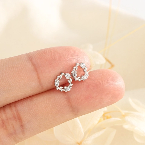 Olive Branch Kranz Ohrstecker Kupfer Mit Klarem Zirkon Funkelnde Girlande Eleganter Schmuck Für Damen