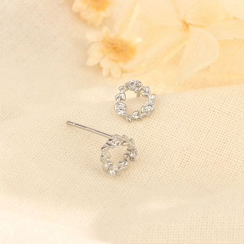Olive Branch Kranz Ohrstecker Kupfer Mit Klarem Zirkon Funkelnde Girlande Eleganter Schmuck Für Damen