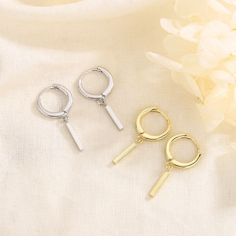 Orecchini A Pendolo Con Barra Geometrica Con 925 Sterling Silver Earring Post Rame Gioielli Minimalisti Per Donna