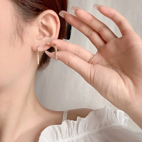 Pendientes Colgantes De Barra Geométrica Con 925 Sterling Silver Earring Post Cobre Joyería Minimalista Para Mujer