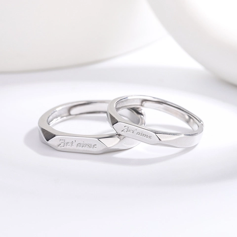 Anelli In Rame Per Uomo Donna Incisione Je T'aime Taglio Geometrico Regolabile Aperto Gioielli Di Moda Regalo San Valentino