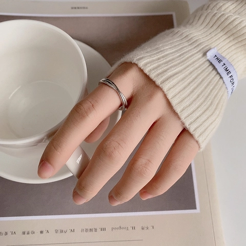 Eleganter Kupfer Kreuz Ring Mattiert Poliert Doppelschicht Verstellbare Öffnung Fingerring Für Damen Mode Schmuck