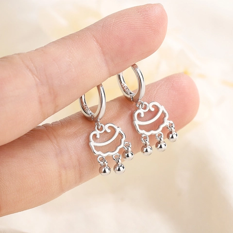 Ruyi Lock Hoop Earrings Chinese Style Hollow Peace Lock Dangle Drop Ear Jewelry For Women