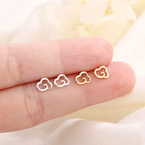 Holle Wolk Stud Oorbellen Elegant Gunstig Patroon Met 925 Sterling Zilveren Oorbellen Post Koperen Sieraden Voor Vrouwen