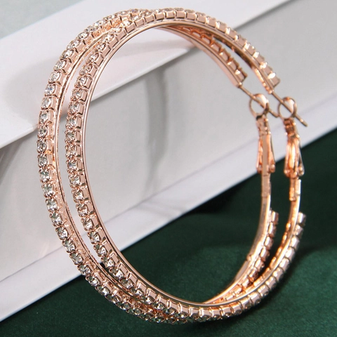 Grandi Orecchini a Cerchio Esagerati per Donna Catena a Artiglio con Strass Orecchini a Cerchio in Lega Placcati Oro Argento Gioielli Festa