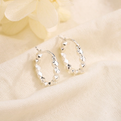 Geometric Faceted Hoop Earrings With 925 Sterling Silver Earring Post Copper Small Minimalist Jewelry For Women