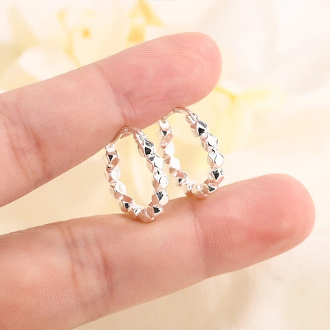 Geometric Faceted Hoop Earrings With 925 Sterling Silver Earring Post Copper Small Minimalist Jewelry For Women
