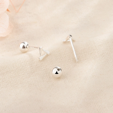 Minimalist Triangle Geometric Stud Earrings For Women Copper With 925 Sterling Silver Earring Post Screw Back Trendy