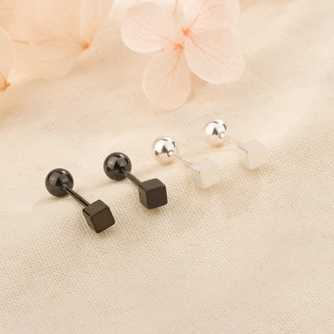 Boucles D'oreilles Clous Cube Cuivre Avec Tige En Argent Sterling 925 Bijoux Géométriques Minimalistes Pour Femmes