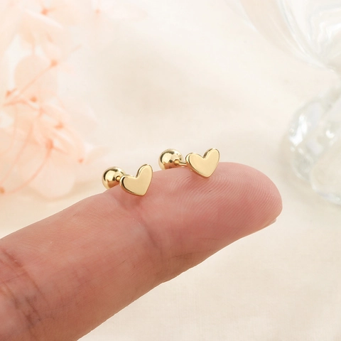 Pendientes De Botón De Corazón Minimalistas Para Mujer Cobre Chapado En Oro Platino Cierre De Rosca Joyería