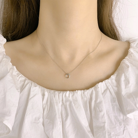 Minimalistische Cirkel Ring Hanger Ketting Koper Geometrische Sleutelbeen Ketting Voor Vrouwen Elegant Dagelijks Accessoire