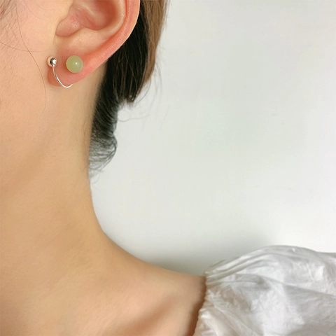 Minimalist Spiral S-Shape Stud Earrings With 925 Sterling Silver Earring Post Copper Threaded Bead Jewelry For Women