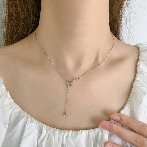 Collana Costellazione Grande Carro Nappa A Forma Di Y Rame Zircone Catena Di Clavicola Delicata Per Le Donne