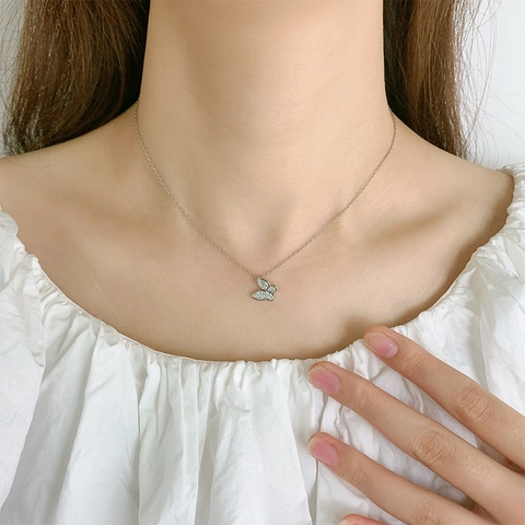Collana Pendente Farfalla Rame Zirconia Cubica Pave Elegante Minimalista Gioielli Per Donne Regali Moda