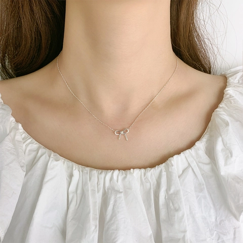 Strik Hanger Ketting Minimalistisch Zilvertint Koper Sleutelbeen Ketting Elegante Sieraden Voor Dames Dagelijks