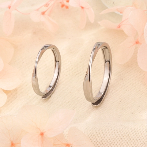Mobius Paar Ringe Versilbertes Kupfer Minimalistisch Verstellbar Offenes Band Schmuck Für Herren Und Damen