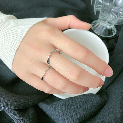 Mobius Paar Ringe Versilbertes Kupfer Minimalistisch Verstellbar Offenes Band Schmuck Für Herren Und Damen