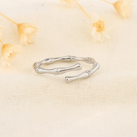 Bambusknoten Offen Verstellbar Ring Kupfer Versilbert Minimalistisch Elegant Schmuck Für Frauen Täglich Mode Accessoires