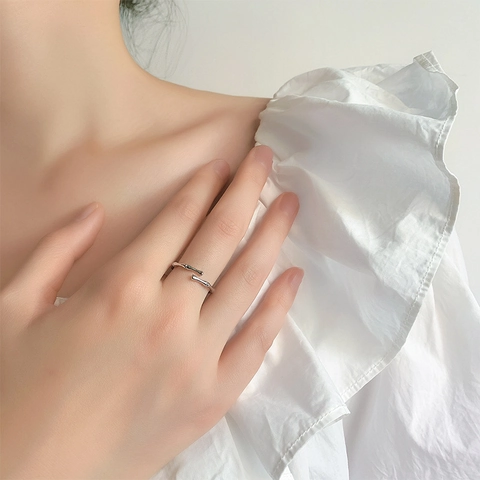 Bambusknoten Offen Verstellbar Ring Kupfer Versilbert Minimalistisch Elegant Schmuck Für Frauen Täglich Mode Accessoires