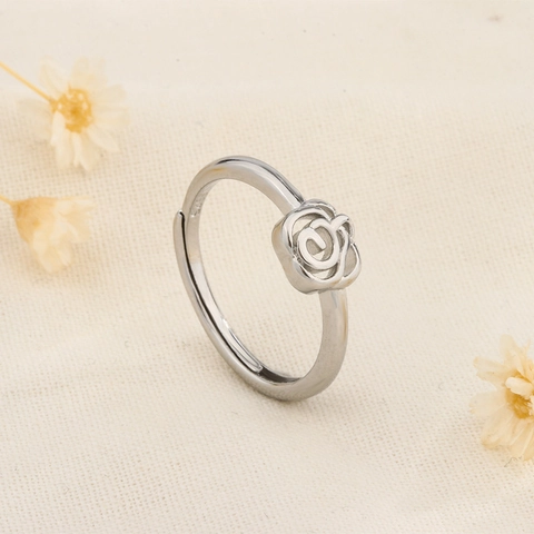 Hollow Rose Flower Ring Adjustable Open Finger Jewelry Elegant Minimalist Gift For Women