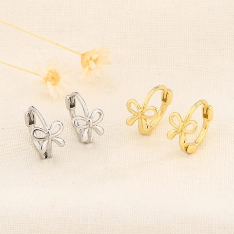 Pendientes De Aro Con Lazo Cobre Minimalista Dulce Elegante Joyería Para Mujeres