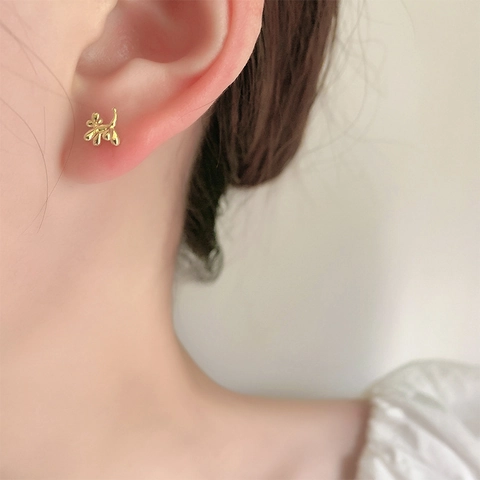 Balloon Dog Stud Earrings Copper High Polished Animal Shape Cute Minimalist Jewelry For Women