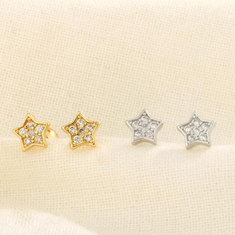 Mini Star Stud Earrings Shiny Zircon Copper Jewelry With Screw Back Ball For Women Simple Elegant Fashion Accessory