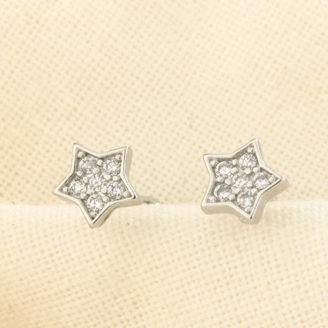 Mini Star Stud Earrings Shiny Zircon Copper Jewelry With Screw Back Ball For Women Simple Elegant Fashion Accessory