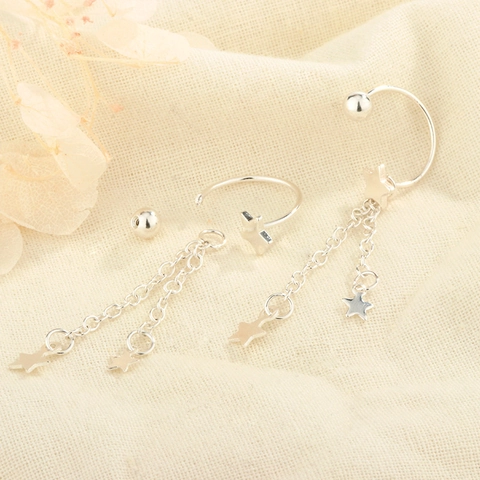 Pendientes Colgantes De Borla De Estrella Con Poste De Plata De Ley 925 Color Plata Minimalista Joyería Para Mujer