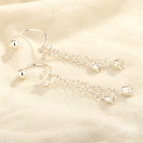 Orecchini Pendenti Mughetto Con Perno In Argento Sterling 925 Catena Lunga Gioielli Eleganti Da Donna