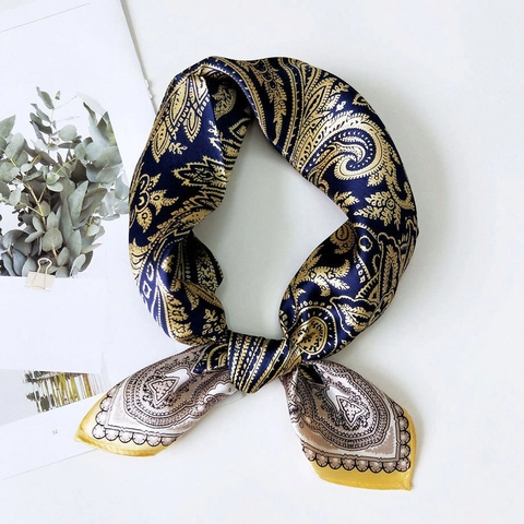 Pañuelo Cuadrado de Lujo de Pura Seda de Morera para Mujer con Estampado de Cachemir Vintage Elegante Bufanda de Seda para Cuello