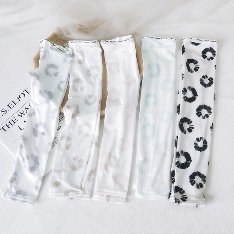 Sun Protection Ice Satin Arm Sleeves Floral Ink Wash Print Summer UV Protection Cooling Breathable Arm Covers For Women