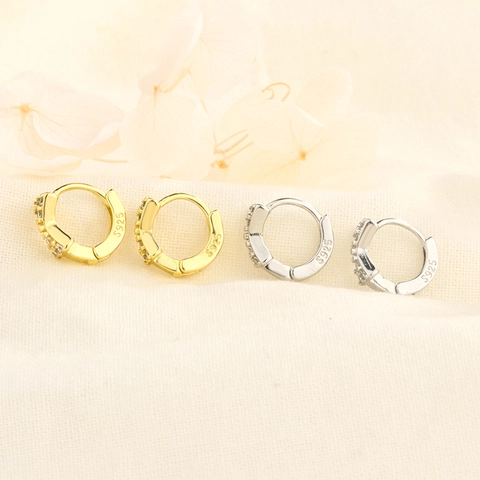 Bow Hoop Earrings With 925 Sterling Silver Earring Post Cubic Zirconia Inlaid Small Huggie Earrings For Women Elegant