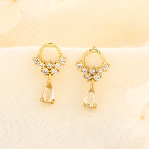 Elegante Tropfen Ohrringe Für Damen Kupfer Birnenschliff Zirkonia Hänger Mit Silberstecker Französischer Stil