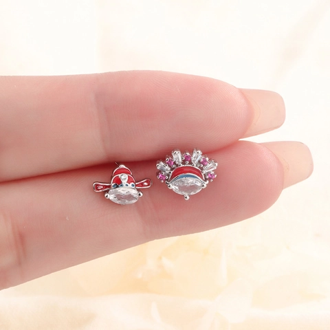 Pendientes Asimétricos Elementos Ópera Pekín Cobre Con Esmalte Rojo Azul Y Circón Estilo Chino Tradicional Para Mujer