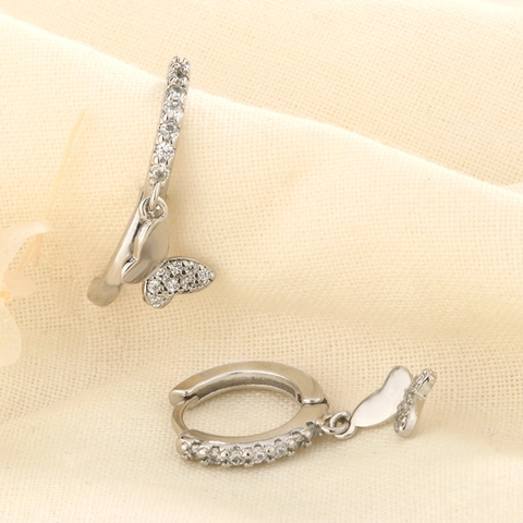 Boucles Doreilles Creoles Papillon Cuivre Avec Zircone Pave Plaque Argent Bijoux Elegants Minimalistes Pour Femmes