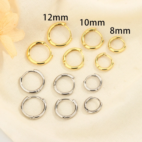 Minimalist Round Hoop Earrings 925 Sterling Silver Huggie Small Circle Geometric Polished Jewelry For Women Men