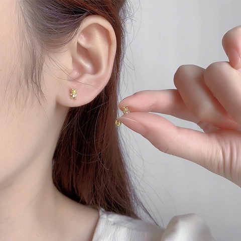 Süße Bär Kleine Ohrstecker Mit Rosa Zirkonia Und 925 Silber Ohrring Pfosten Schraubverschluss Schmuck Für Damen
