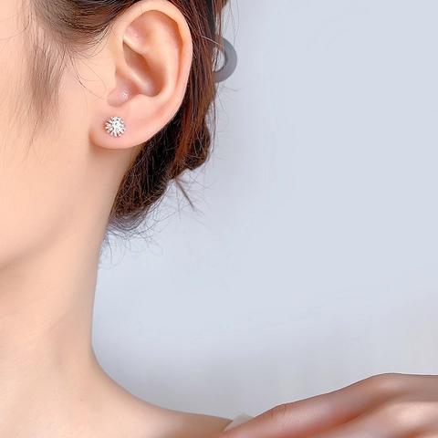 Boucles D'oreilles Puce Pissenlit Sphère Plaqué Cuivre Bijoux Minimalistes Femme Créatif Fermoir À Vis Géométrique Rond